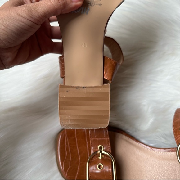 Topshop Dolly Block Heel Sandal Brown Crocodile Pattern - Picture 7 of 7